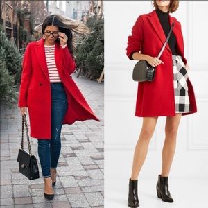 NWT J.CREW DAPHNE Red Topcoat in Italian Wool 18